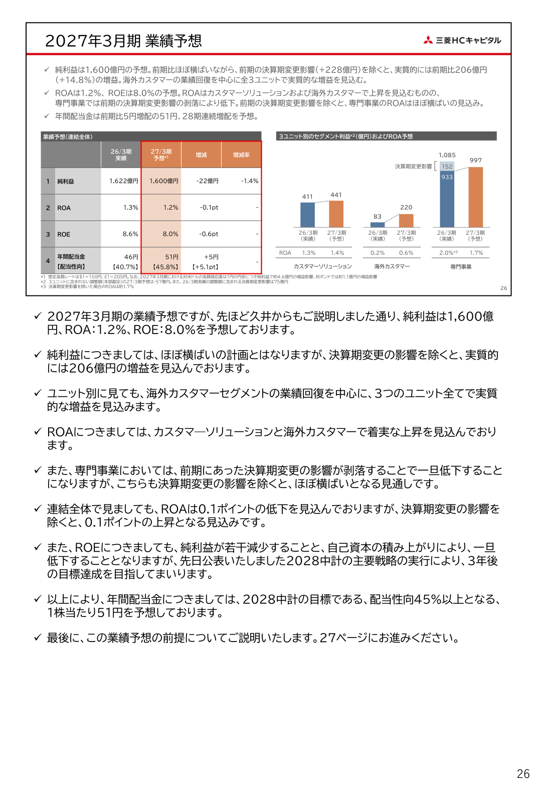 2027年3月期業績予想