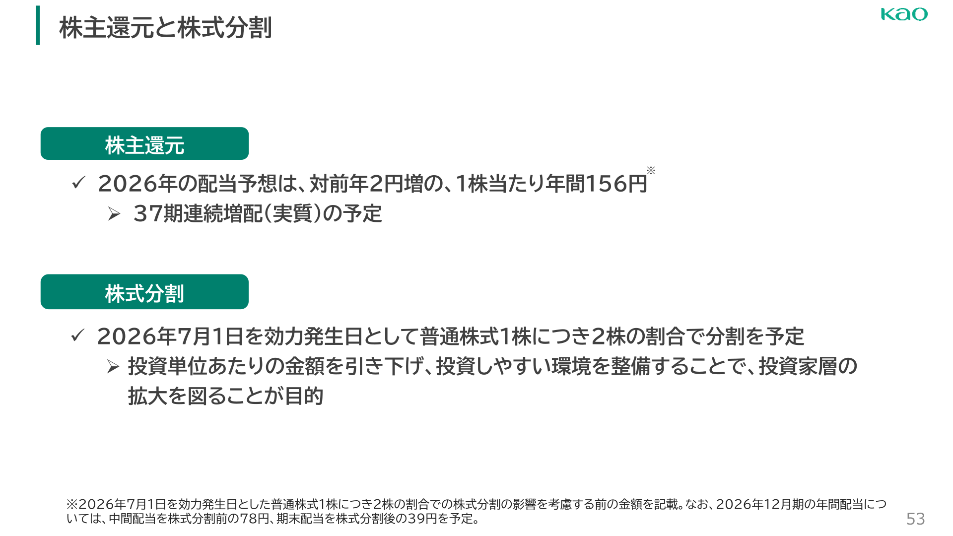 株主還元と株式分割