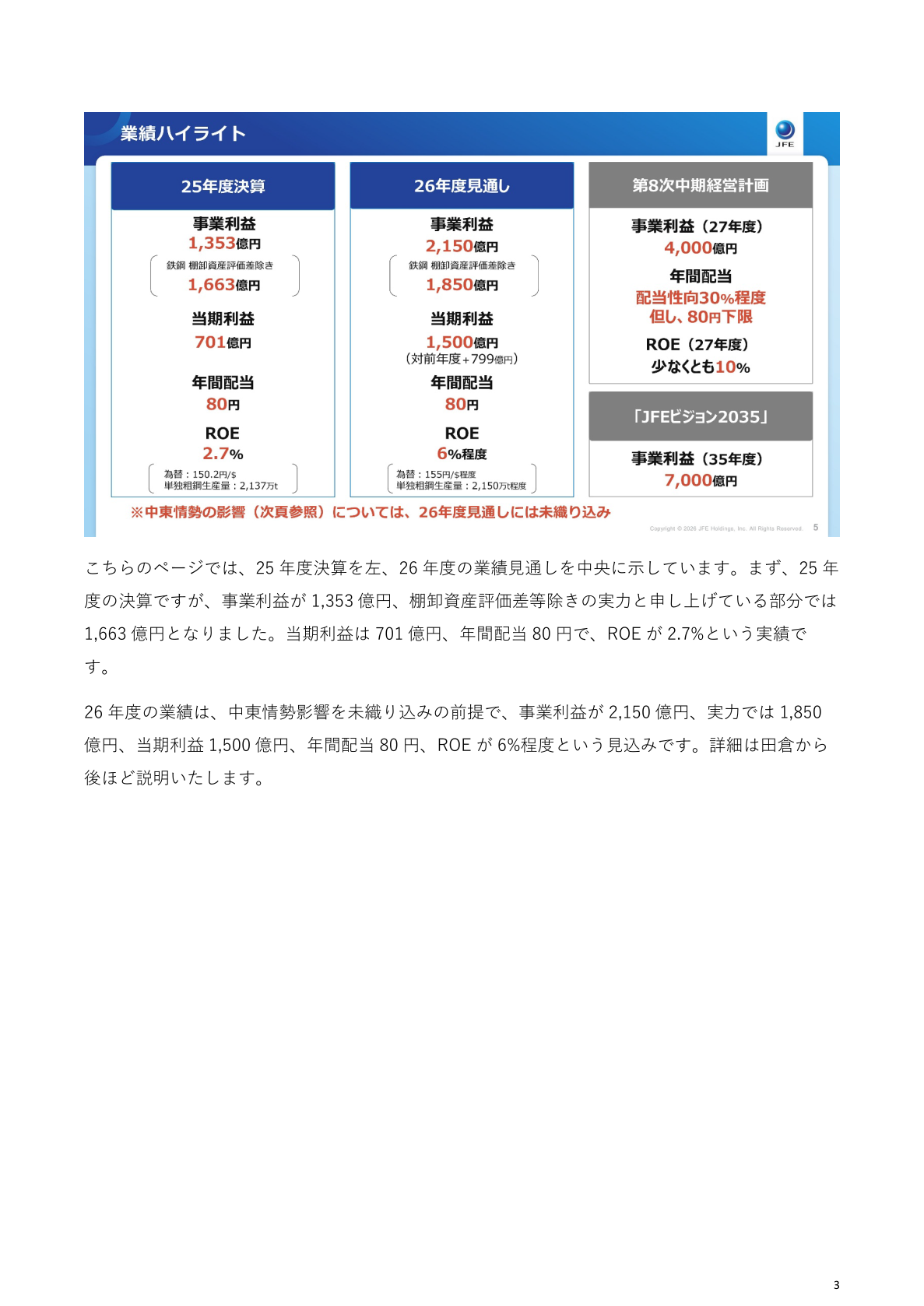 業績ハイライト（2026年3月期実績・2027年3月期見通し）