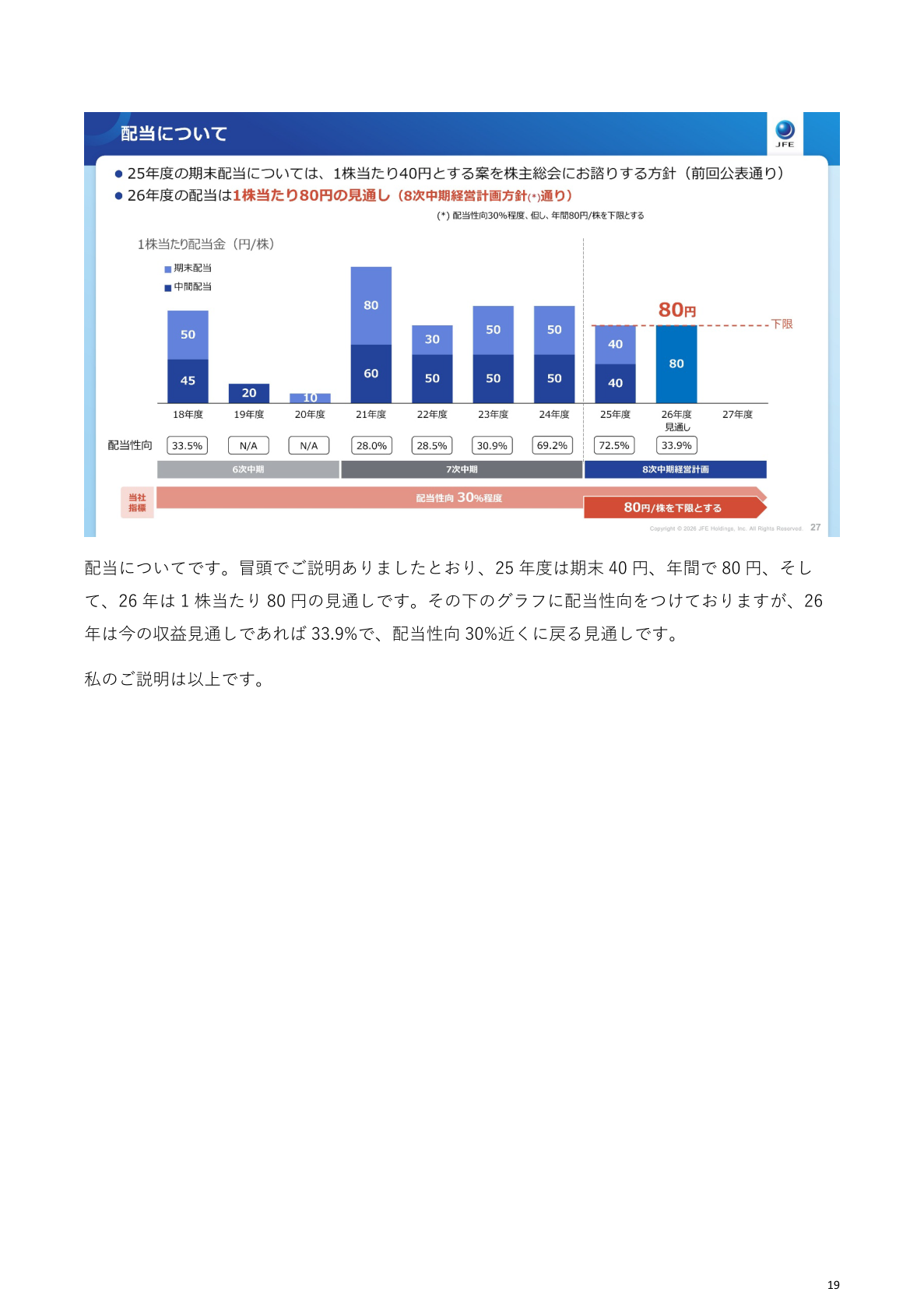配当実績・見通しと配当性向