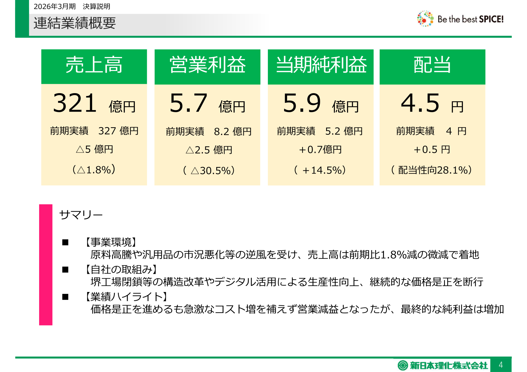 2026年3月期 連結業績概要