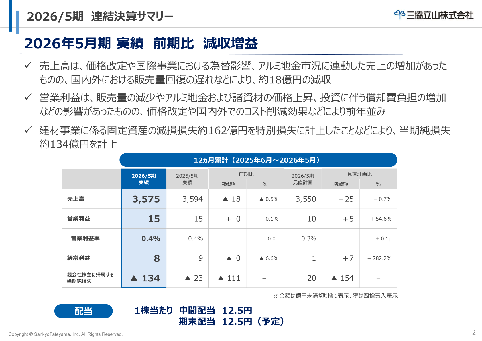 2026/5期 連結決算サマリー