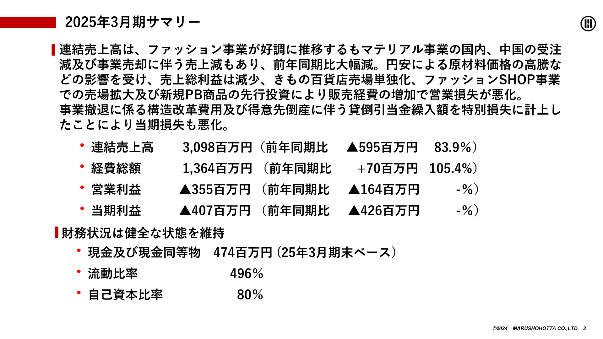 2025年3月期サマリー