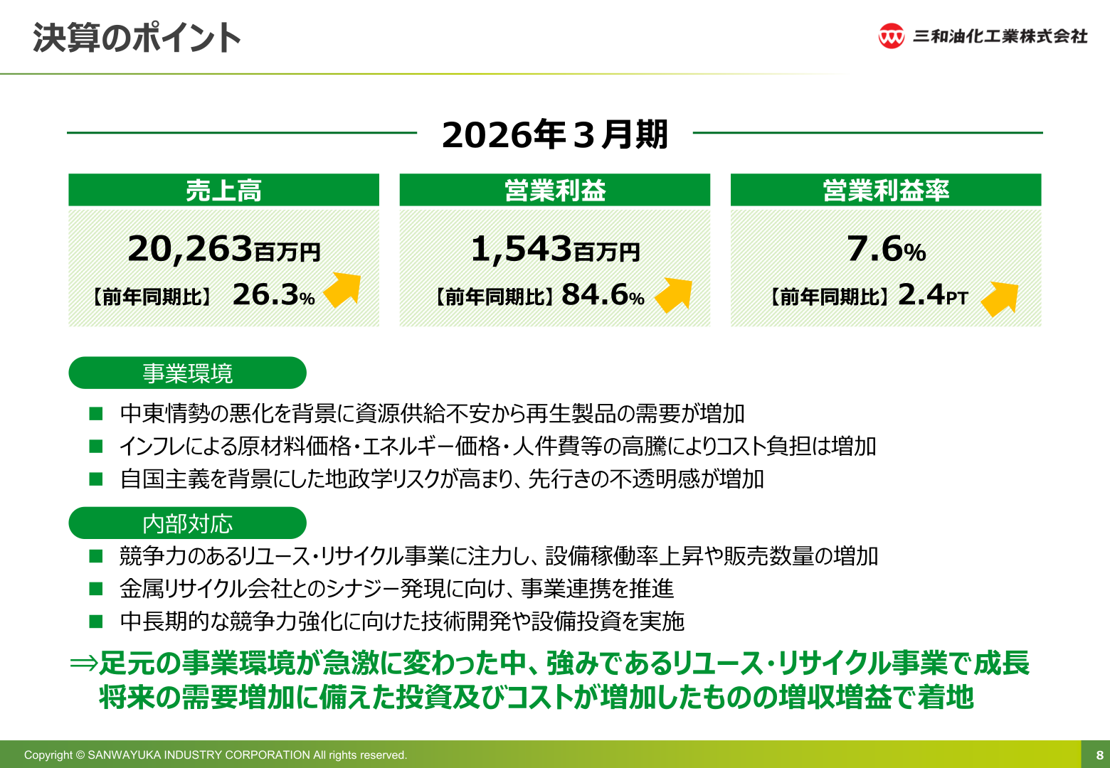 2026年3月期決算のポイント
