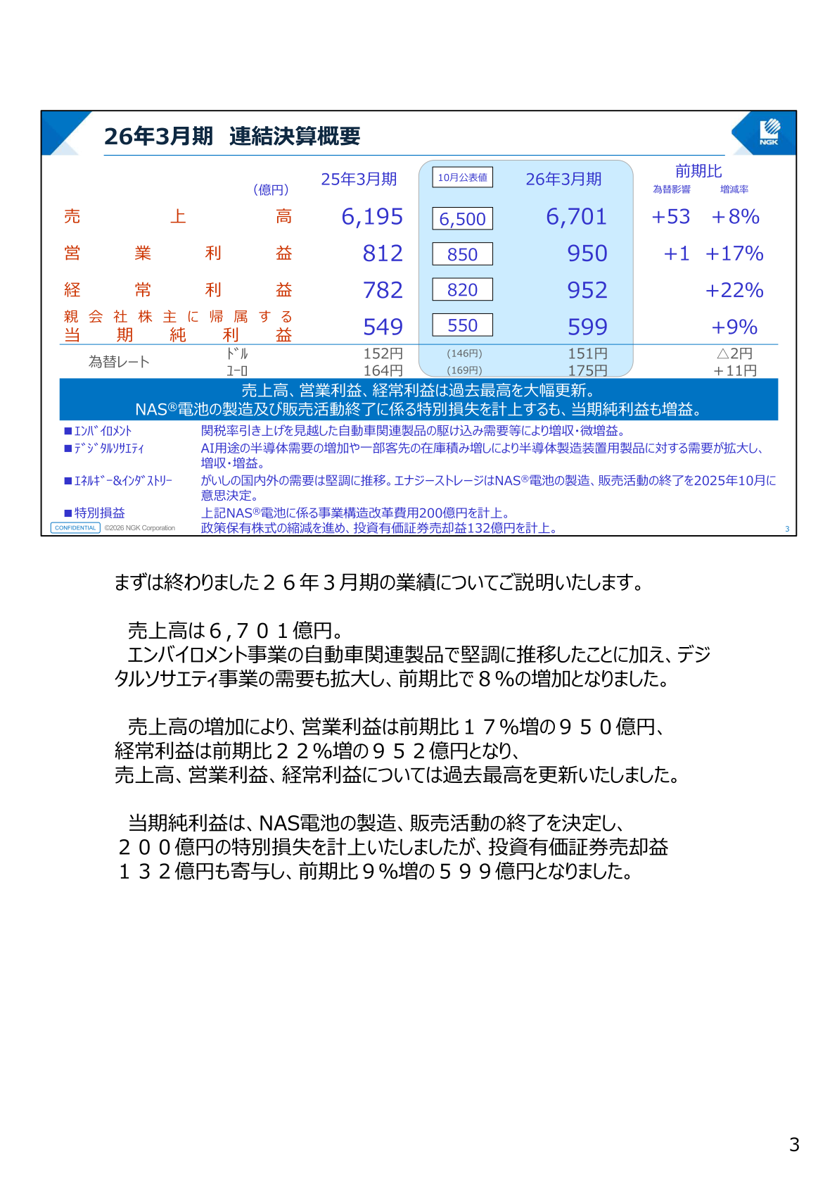 26年3月期連結決算概要