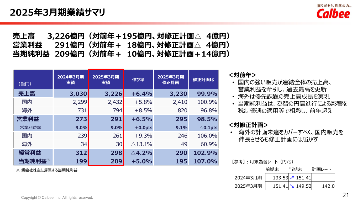 2025年3月期業績サマリ