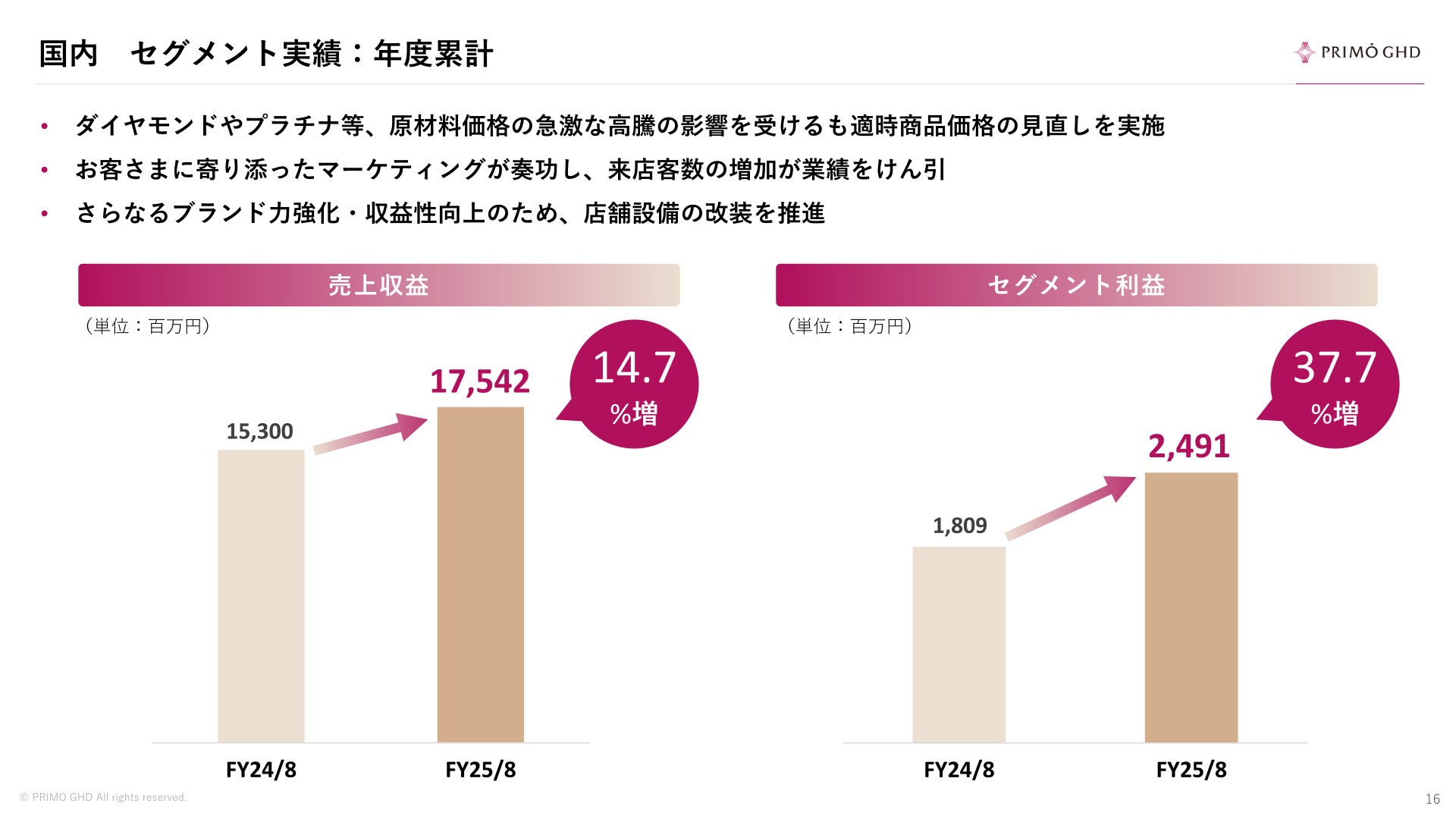 国内セグメント実績:年度累計
