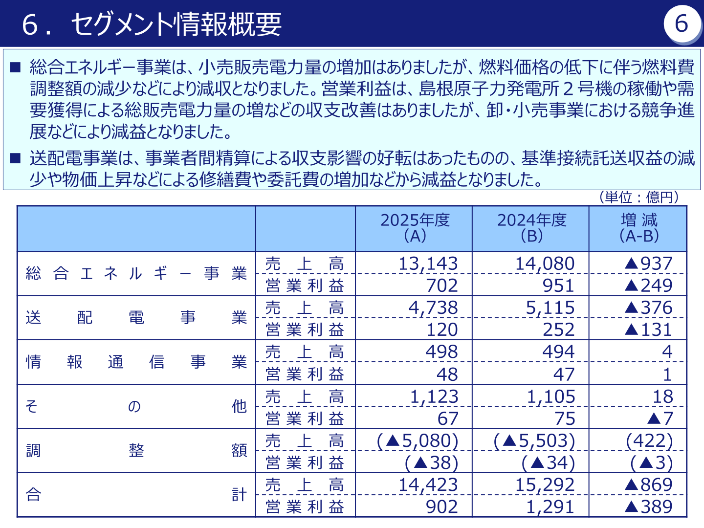 セグメント情報概要