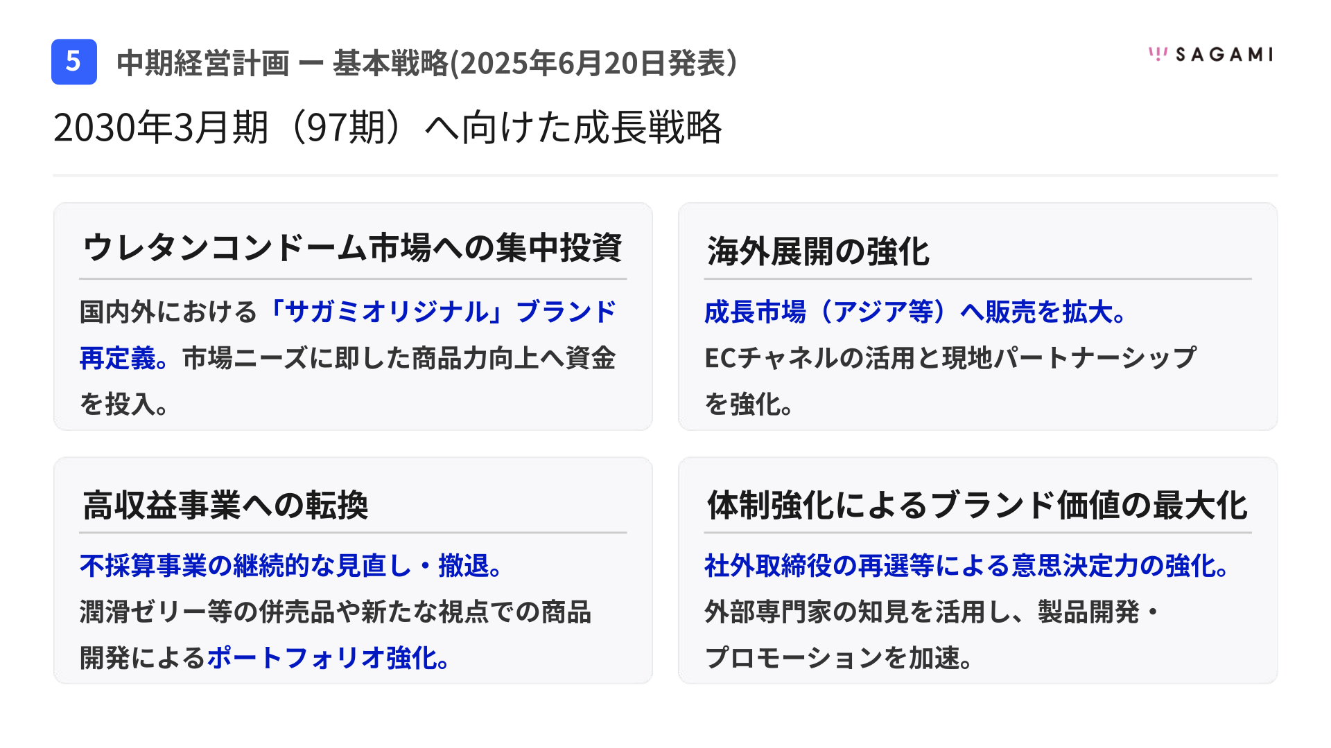 中期経営計画の基本戦略