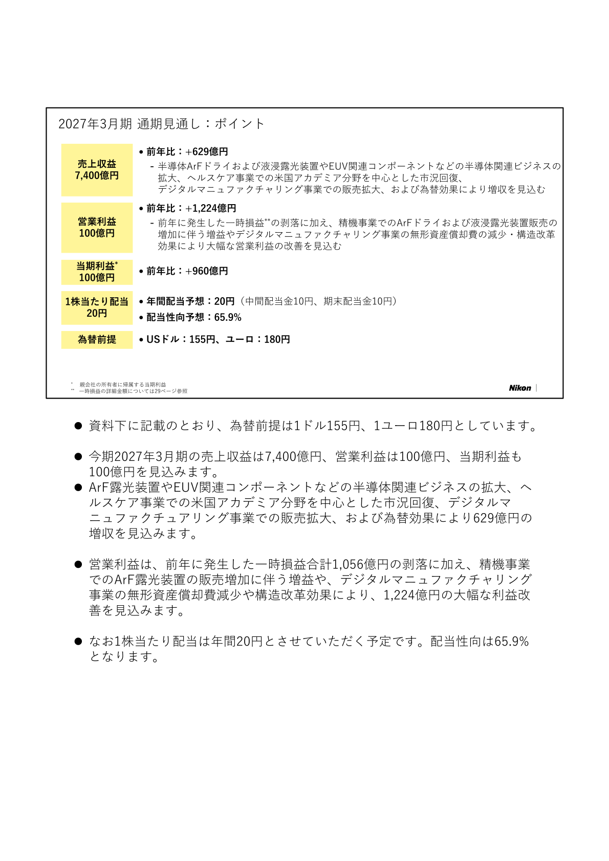 2027年3月期通期見通しのポイント