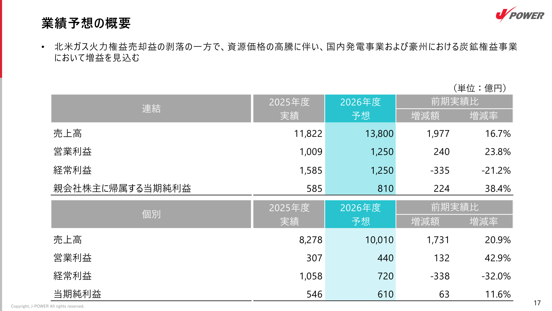 業績予想の概要