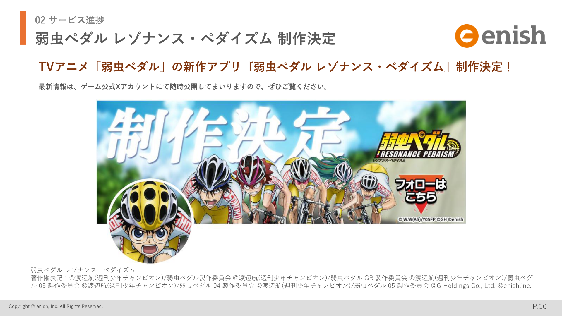 『弱虫ペダル レゾナンス・ペダイズム』制作決定を伝えるスライド