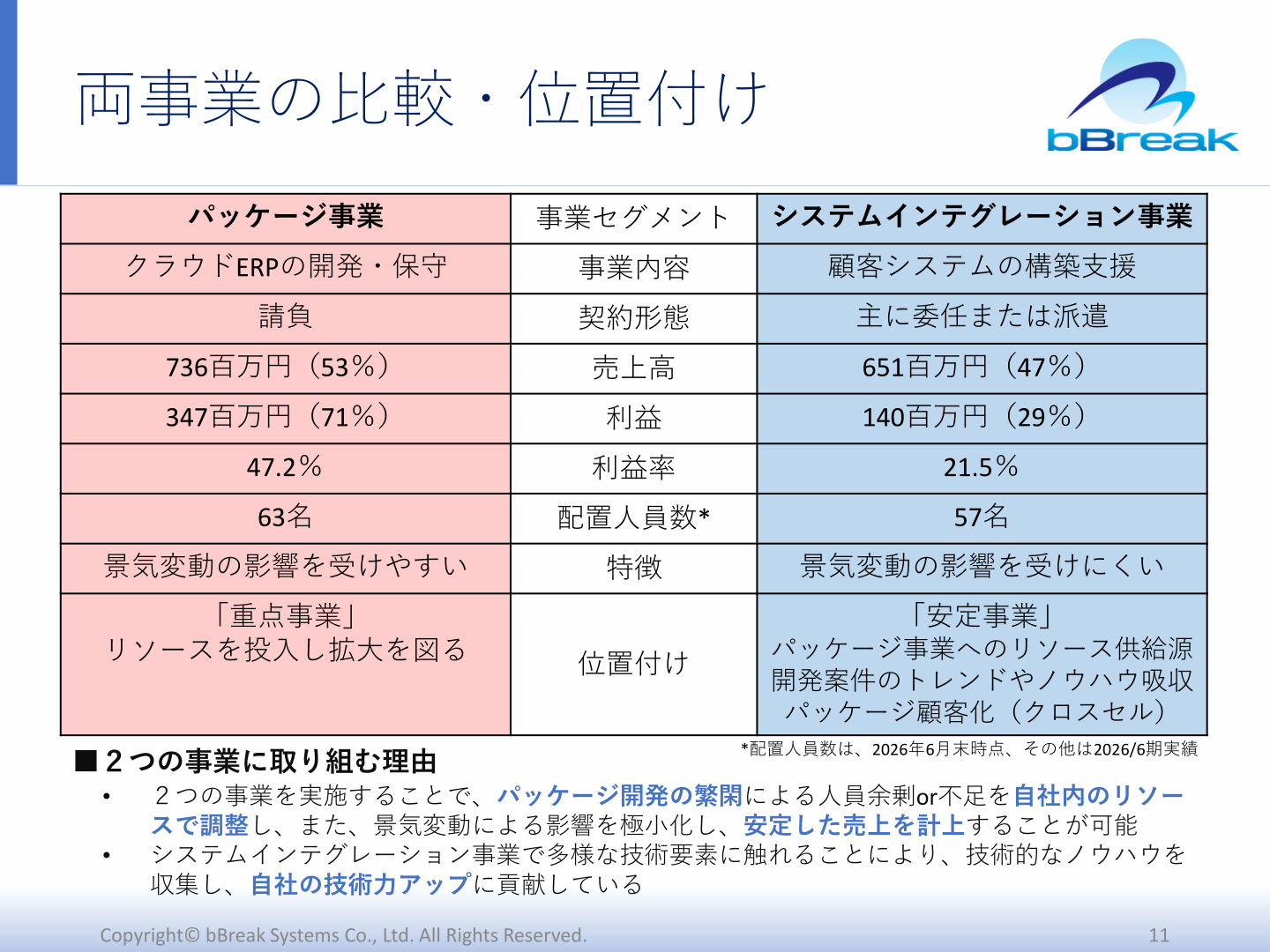 パッケージ事業とシステムインテグレーション事業の比較・位置付け