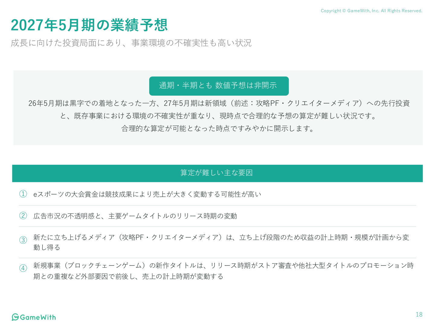 2027年5月期の業績予想