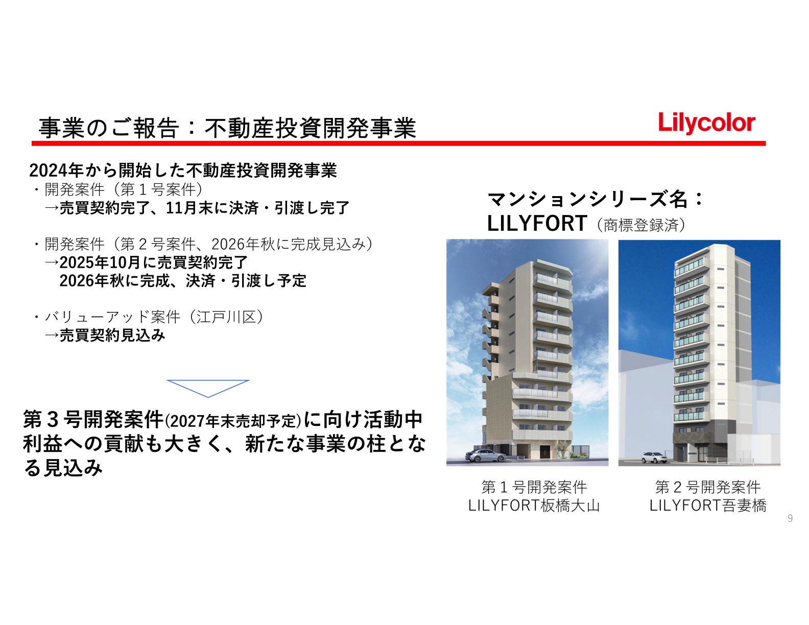 不動産投資開発事業（LILYFORTシリーズ）