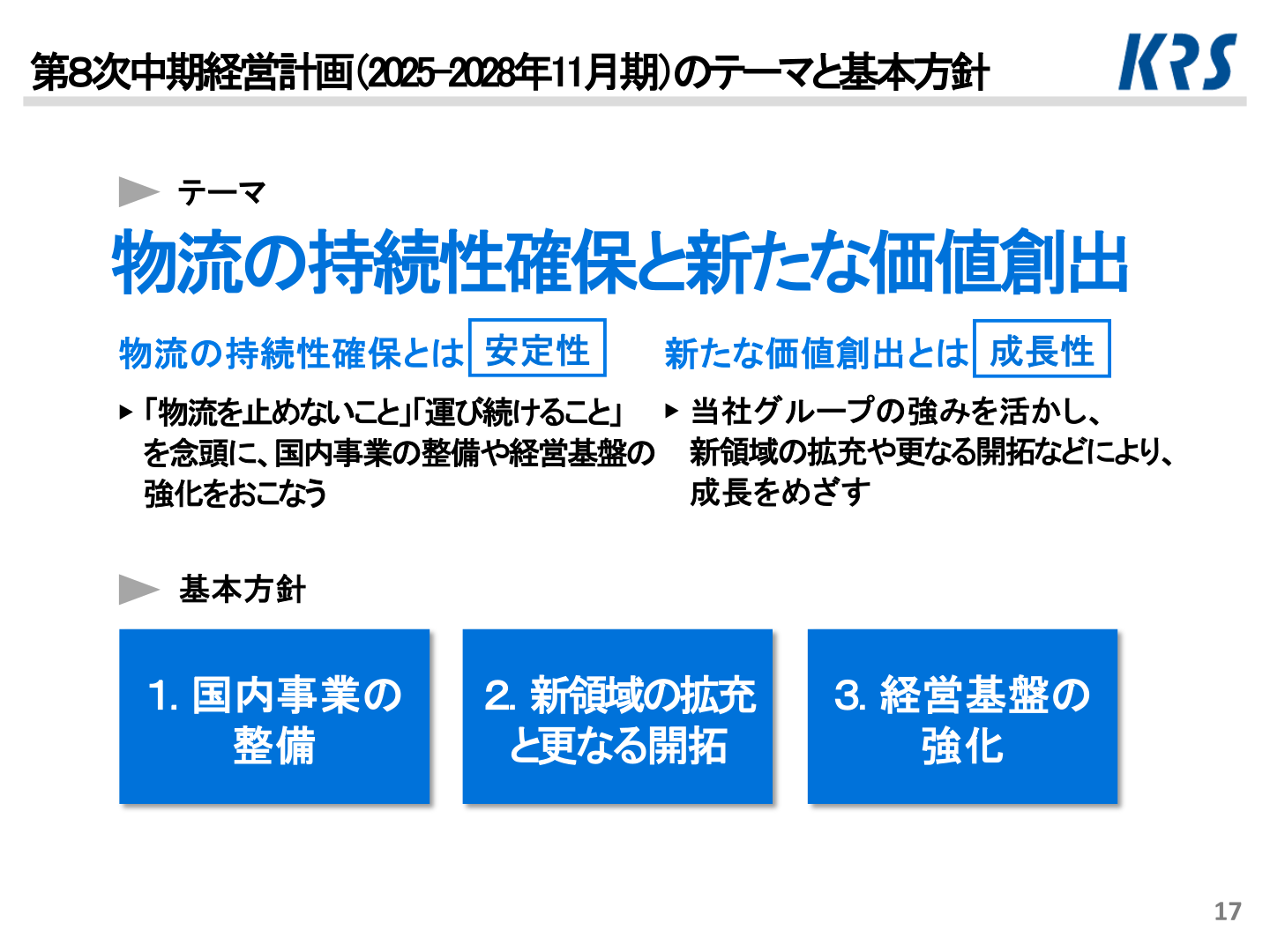 第8次中期経営計画のテーマと基本方針