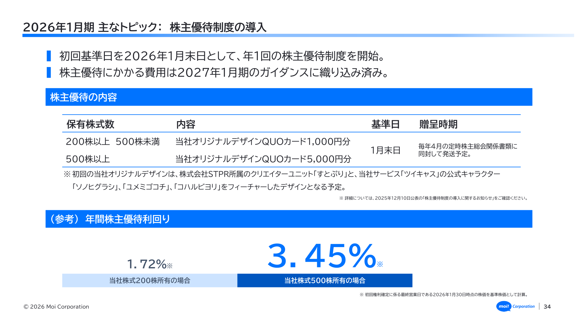 株主優待制度の導入