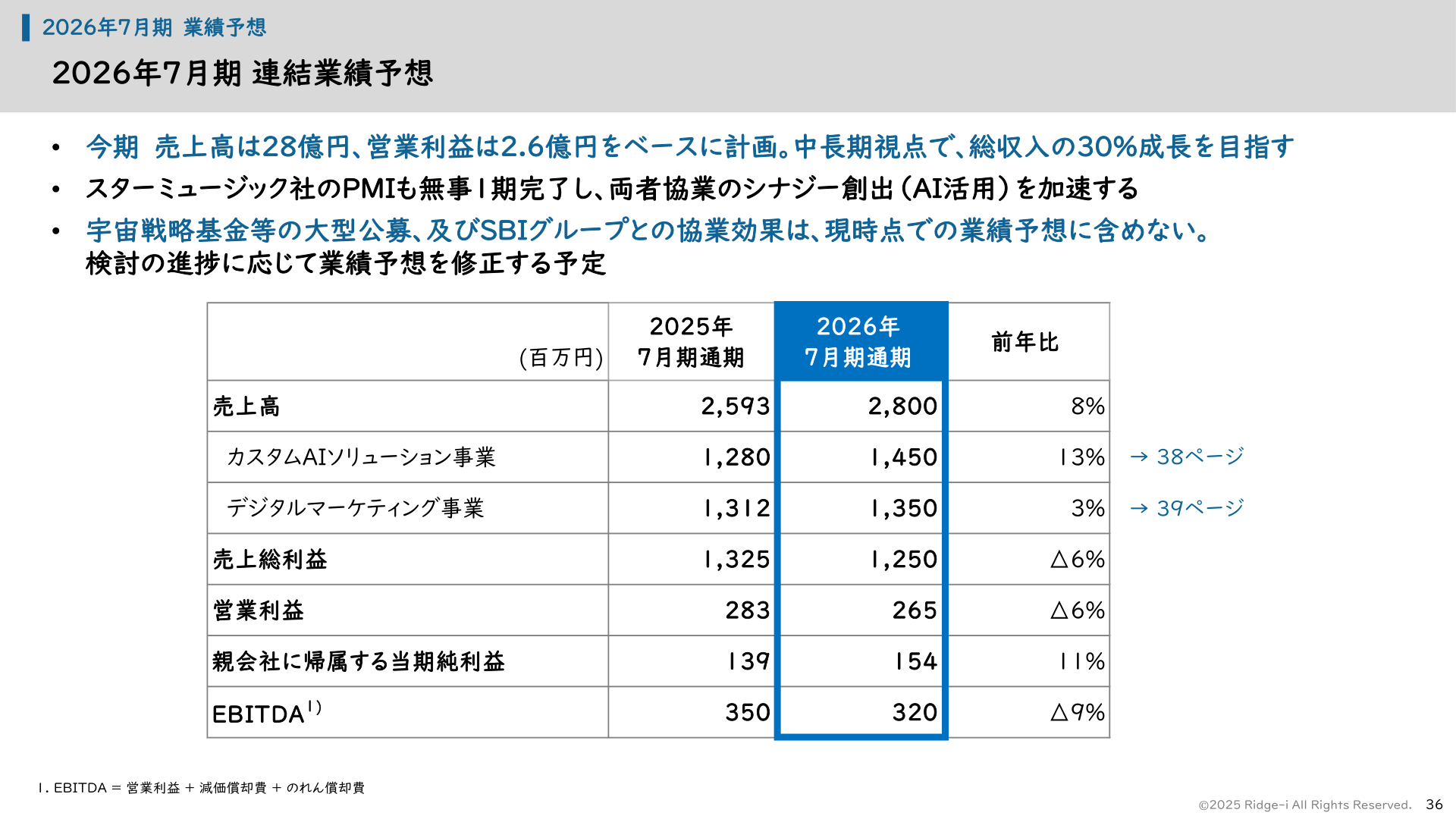 2026年7月期 連結業績予想