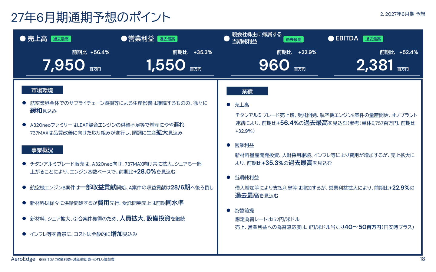 27年6月期通期予想のポイントのスライド