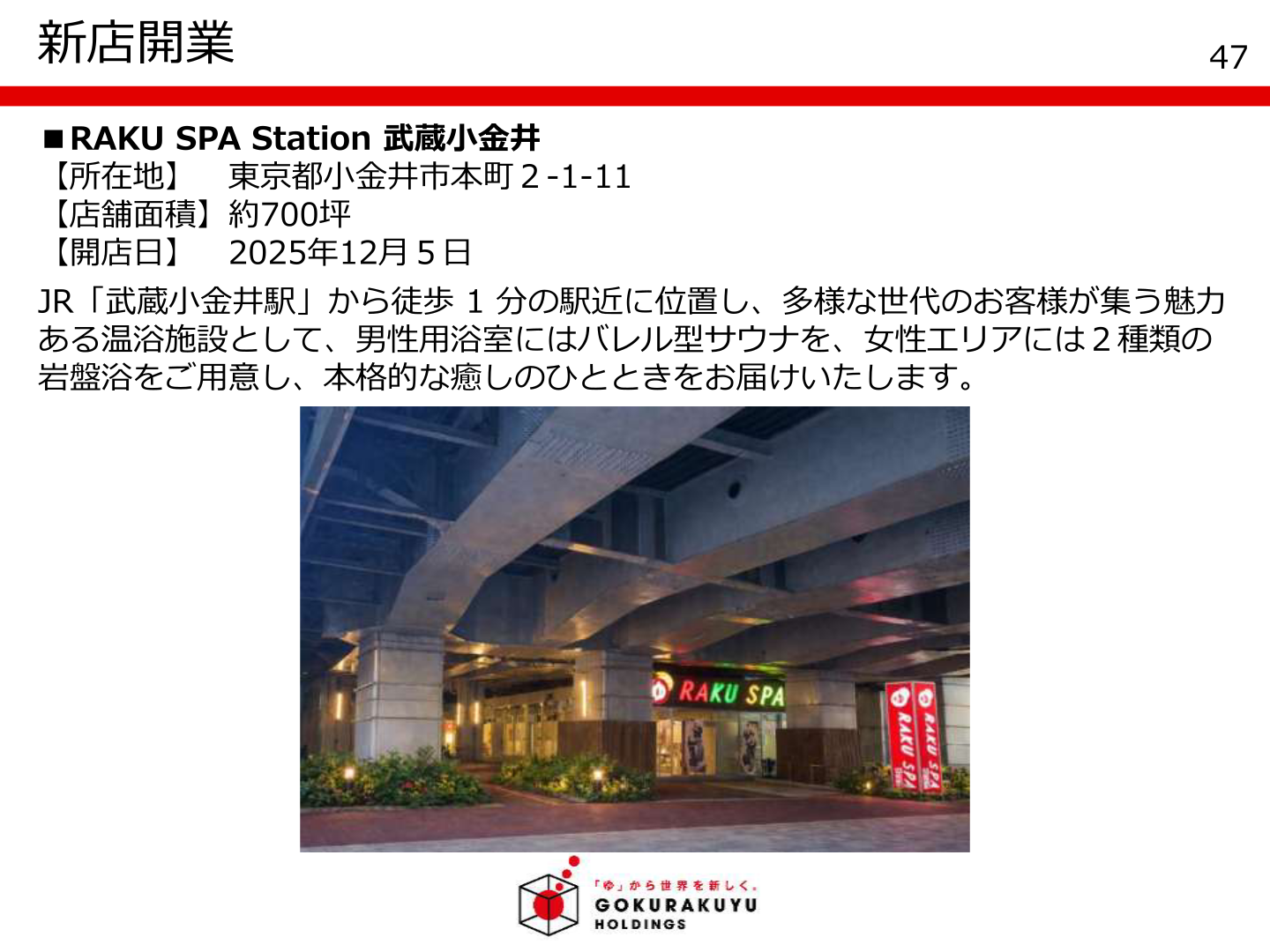 新店舗 RAKU SPA Station 武蔵小金井