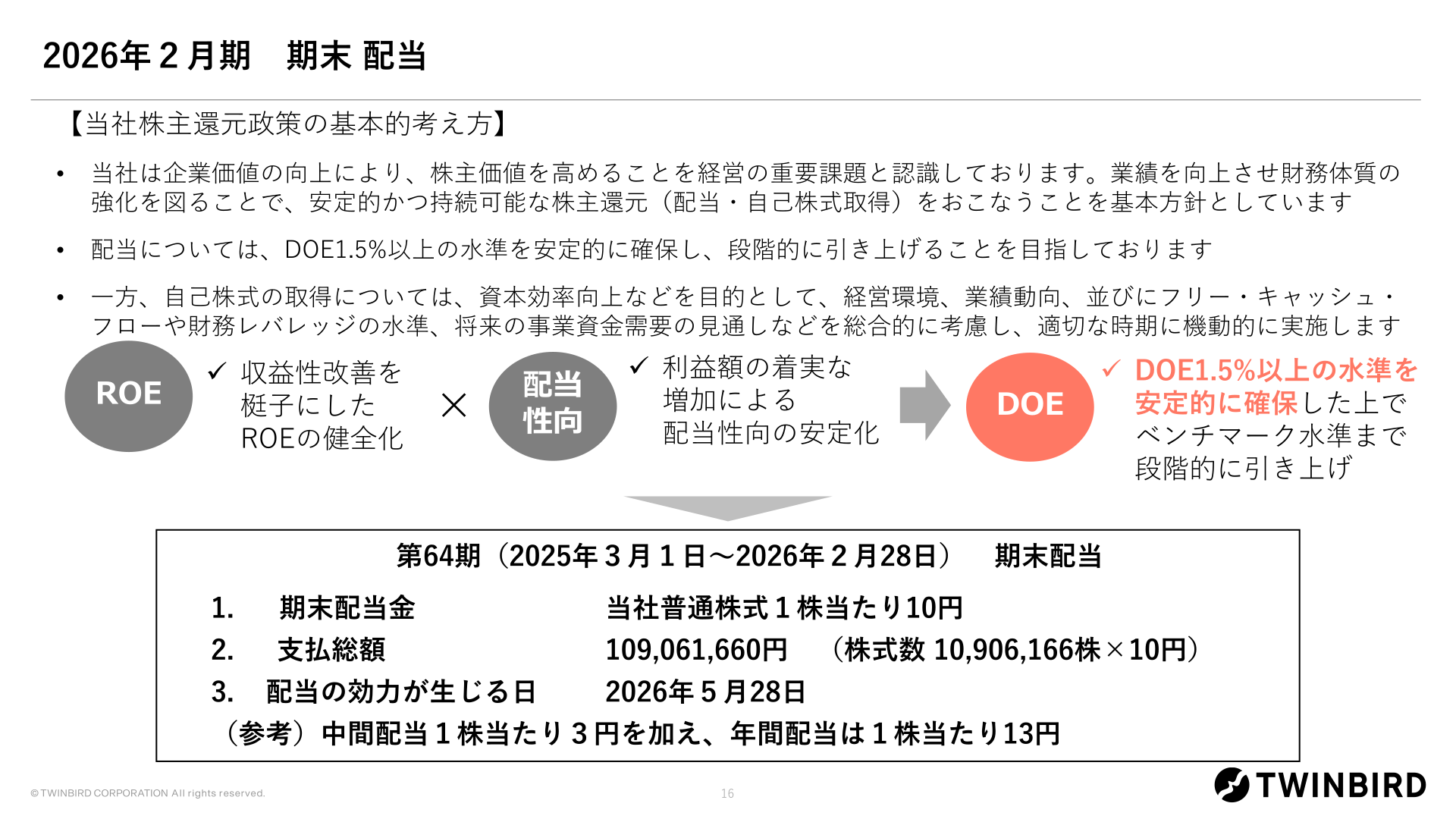 2026年2月期 期末配当