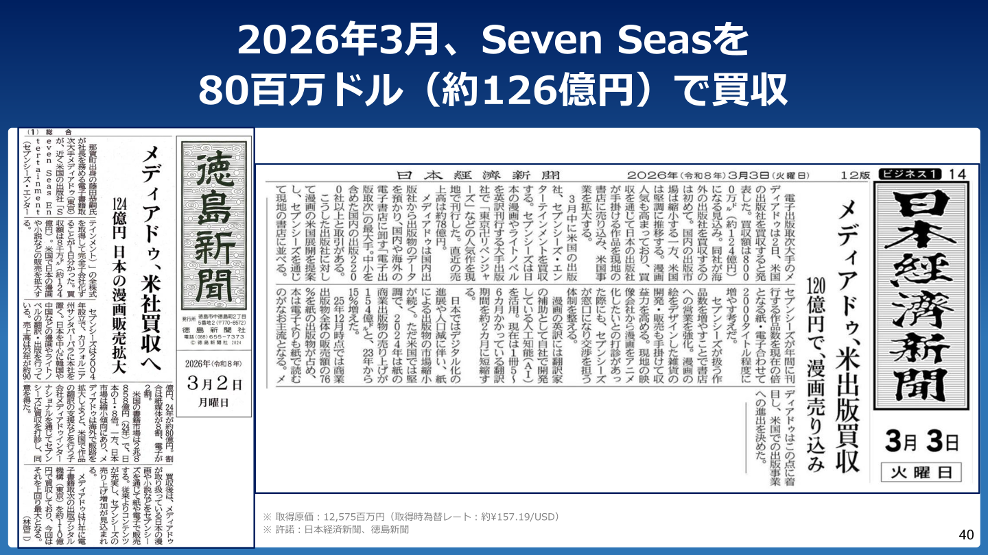 Seven Seas Entertainmentの買収