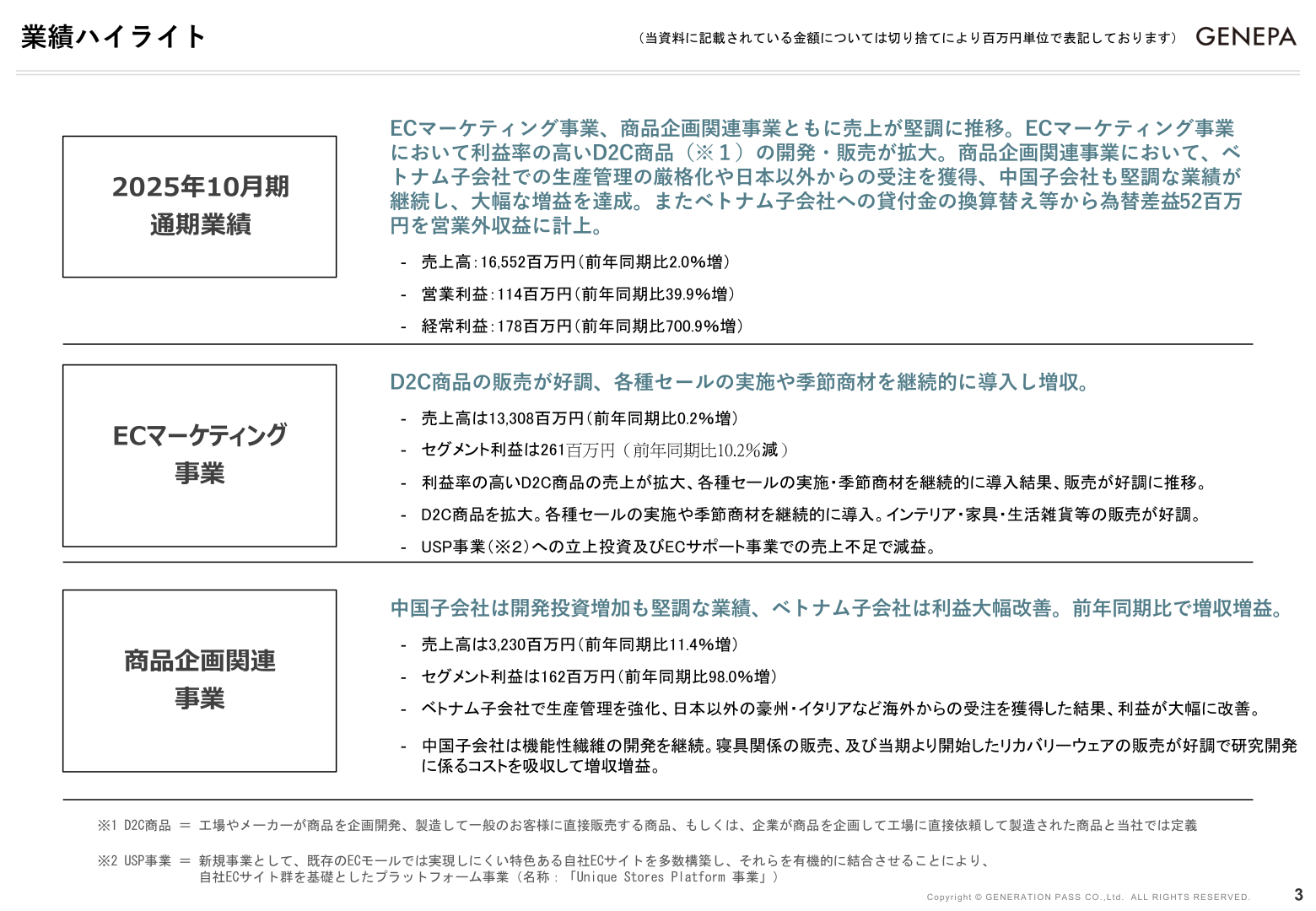 2025年10月期 業績ハイライト