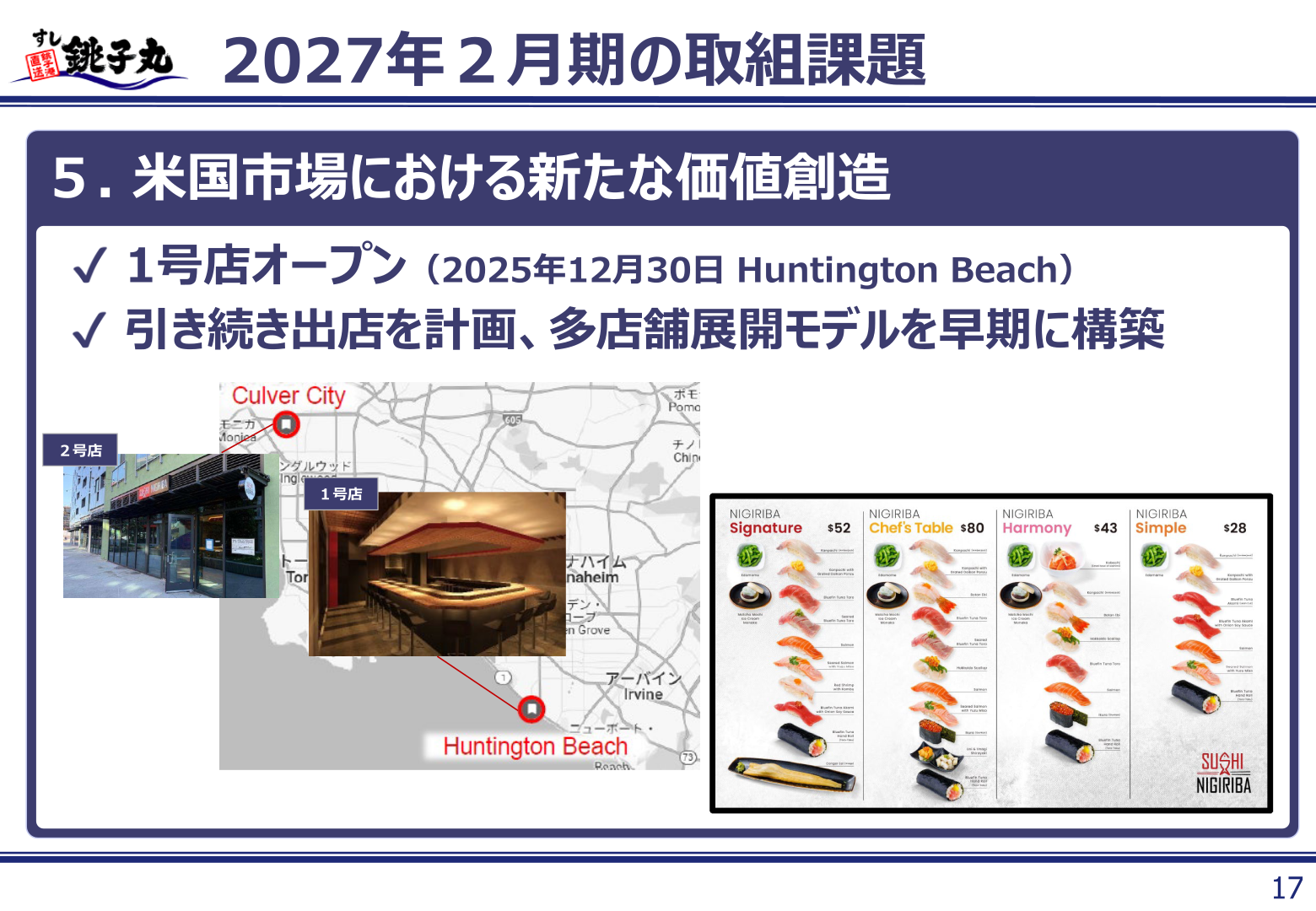 米国1号店(Huntington Beach)の出店に関するスライド