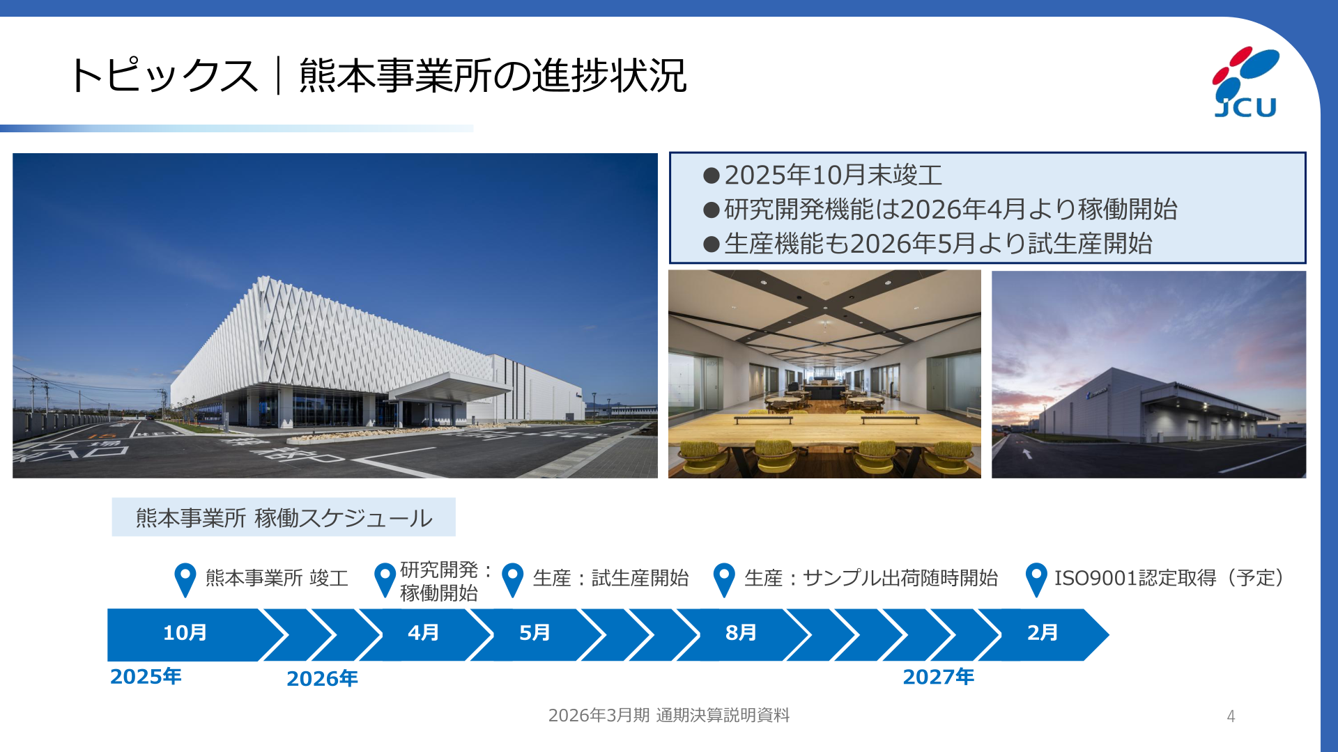 熊本事業所 稼働スケジュール