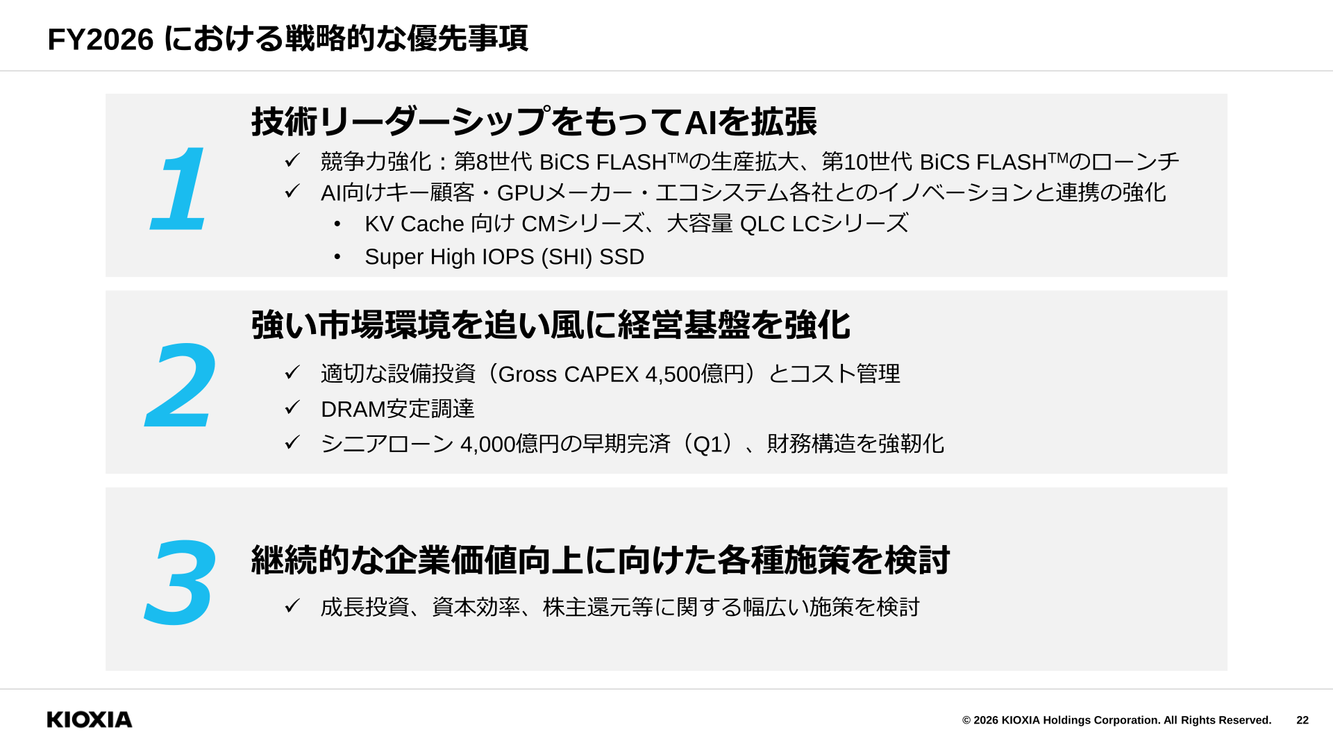 FY2026における戦略的な優先事項