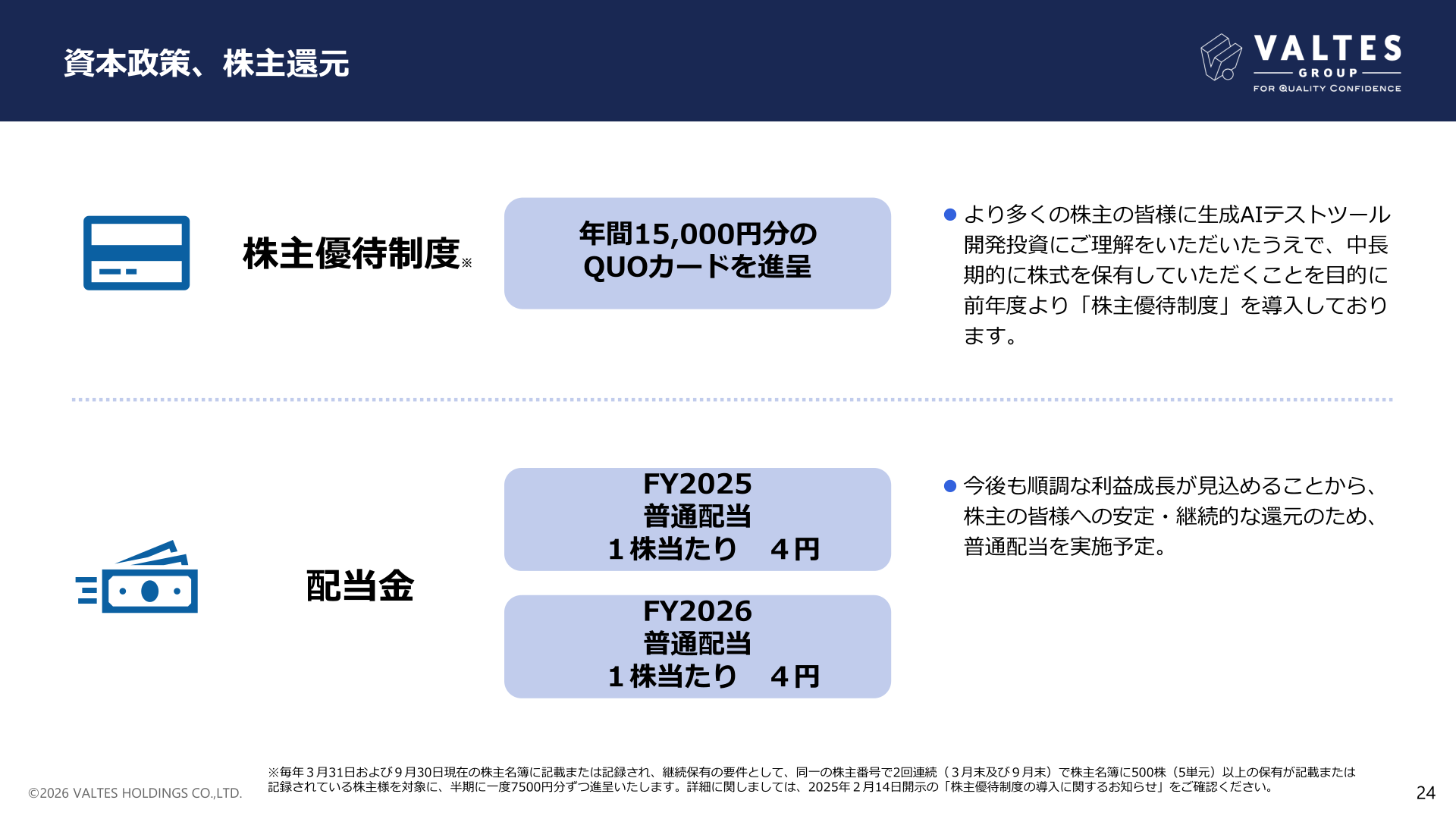 資本政策、株主還元