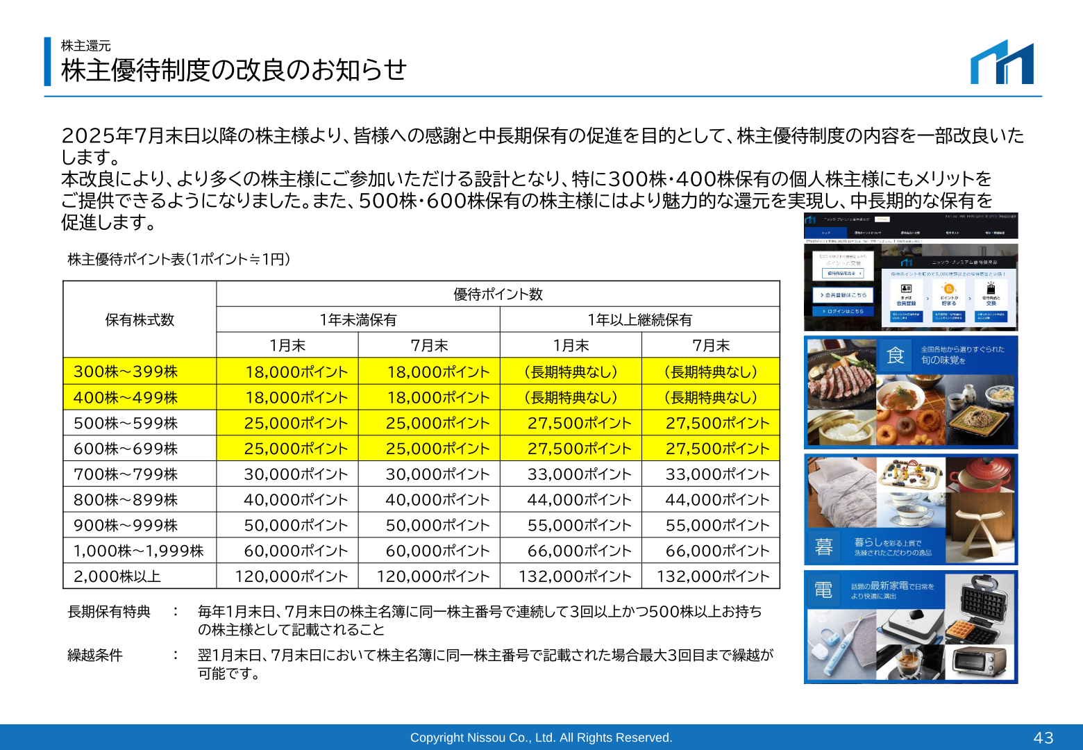 株主優待制度の改良