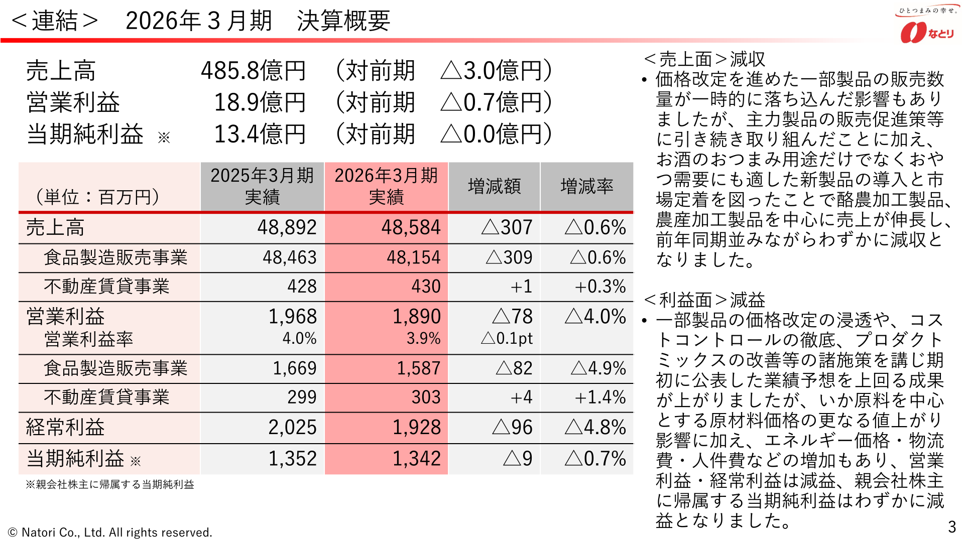 2026年3月期 決算概要