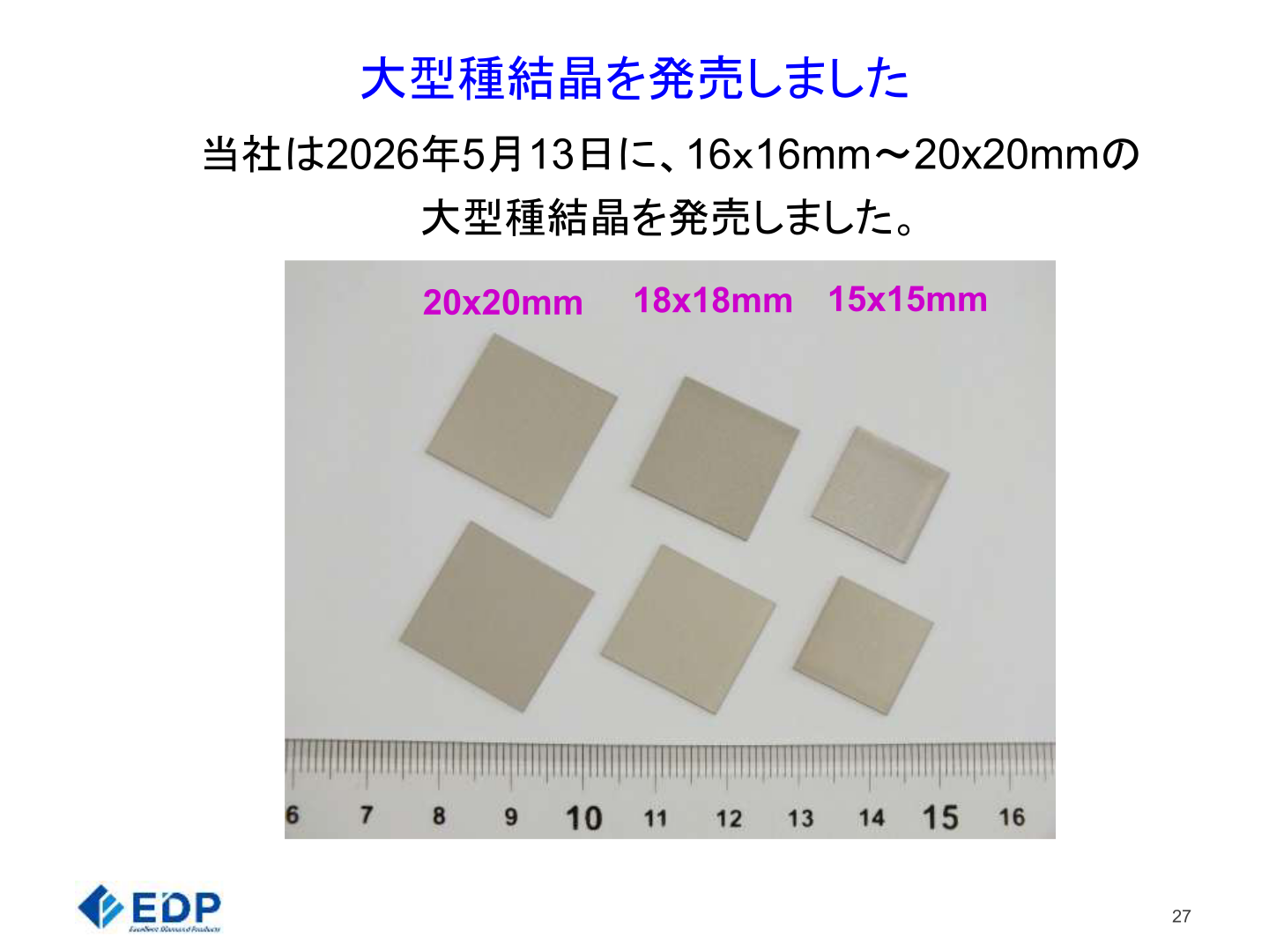 大型種結晶(16x16mm~20x20mm)